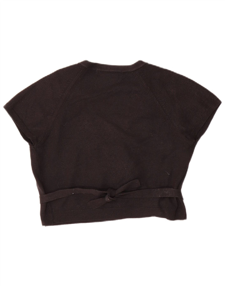 Zara Womens Crop Wrap Blouse Top UK 14 Large Black Acrylic