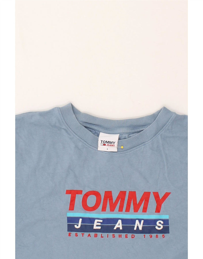 TOMMY HILFIGER Mens Graphic T-Shirt Top Small Blue Cotton Vintage Tommy Hilfiger and Second-Hand Tommy Hilfiger from Messina Hembry 