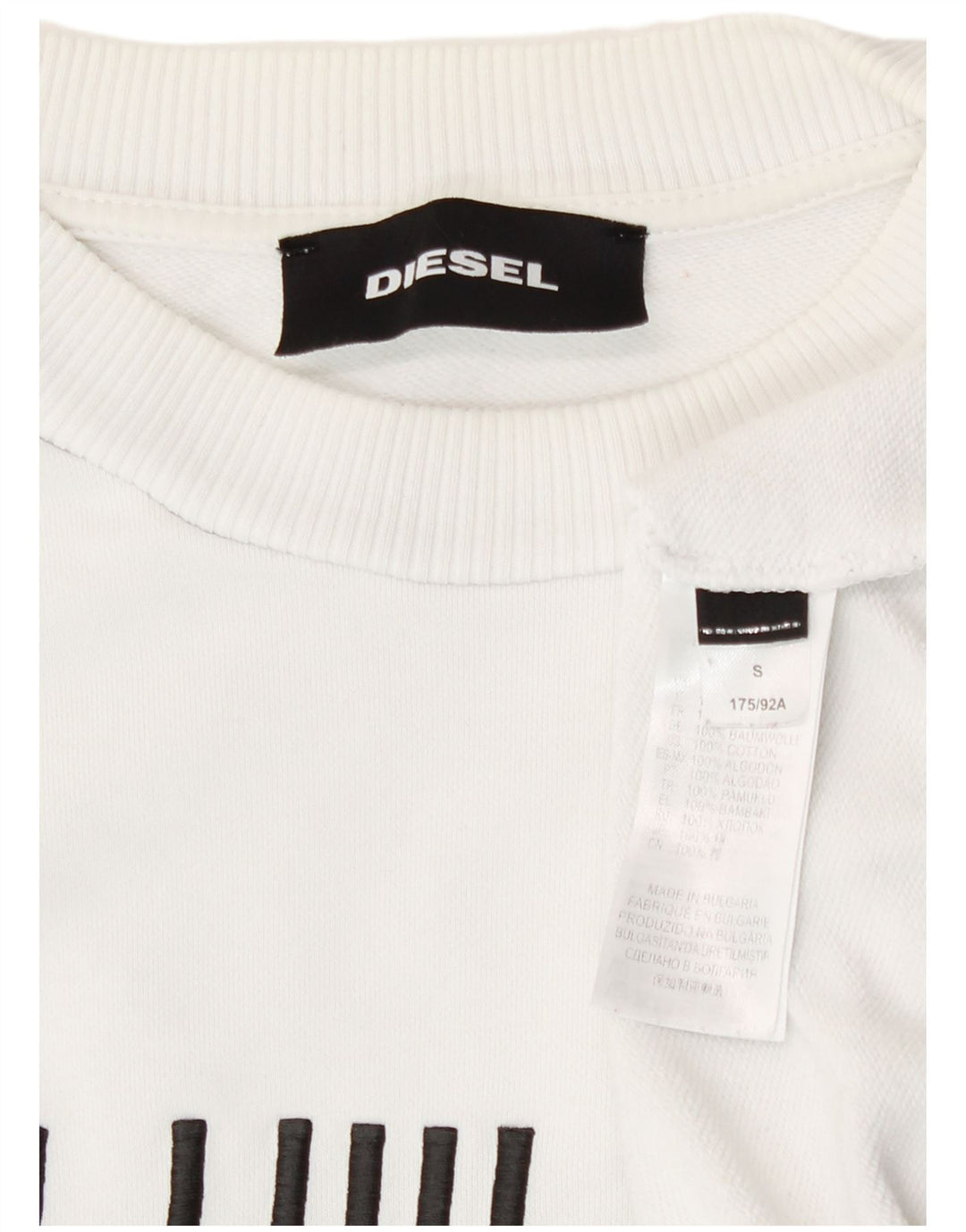 Diesel Mens Graphic Sweatshirt Jumper Small White Cotton