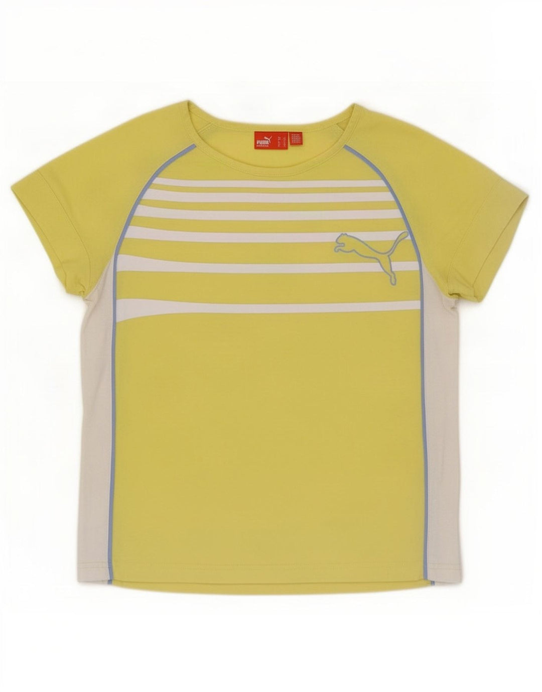 Puma Womens T-Shirt Top UK 12 Medium Yellow Striped