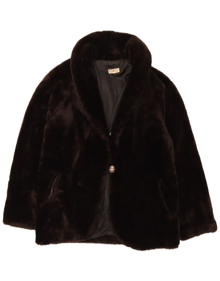 Pinko Womens Faux Fur Jacket One Size Brown