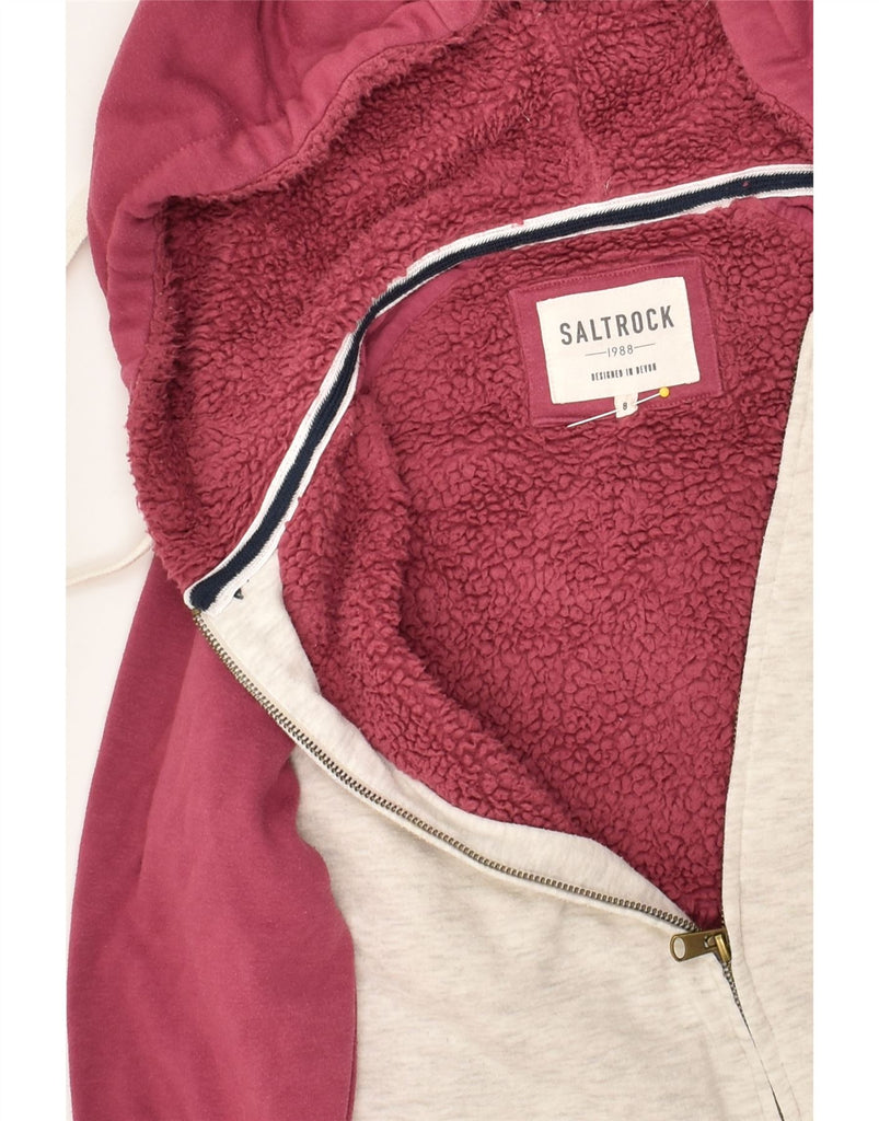 SALTROCK Womens Sherpa Zip Hoodie Sweater UK 8 Small  Pink Colourblock | Vintage Saltrock | Thrift | Second-Hand Saltrock | Used Clothing | Messina Hembry 