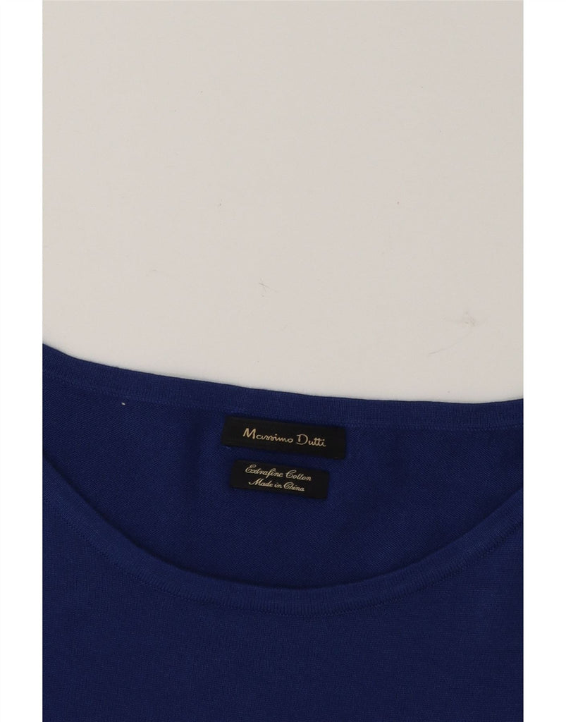 MASSIMO DUTTI Womens 3/4 Sleeve Boat Neck Jumper Sweater UK 12 Medium Blue Vintage Massimo Dutti and Second-Hand Massimo Dutti from Messina Hembry 