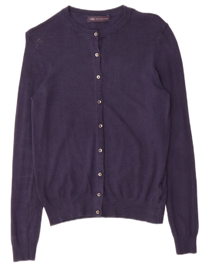 Marks & Spencer Womens Cardigan Sweater UK 12 Medium Navy Blue Viscose