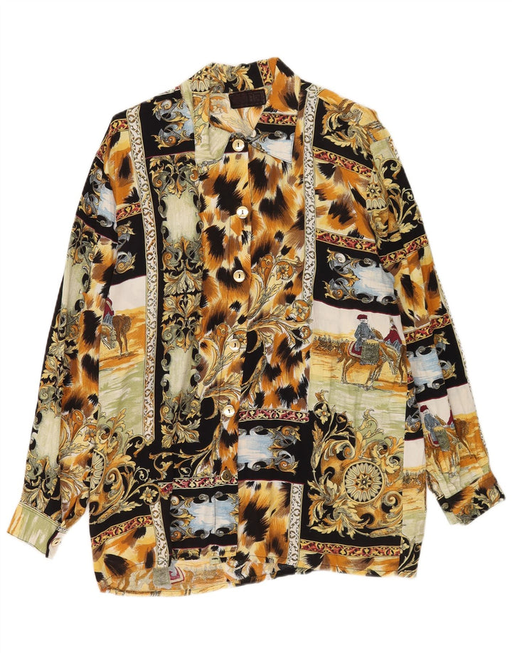 Vintage Womens Abstract Pattern Shirt Blouse UK 14 Large Multicoloured