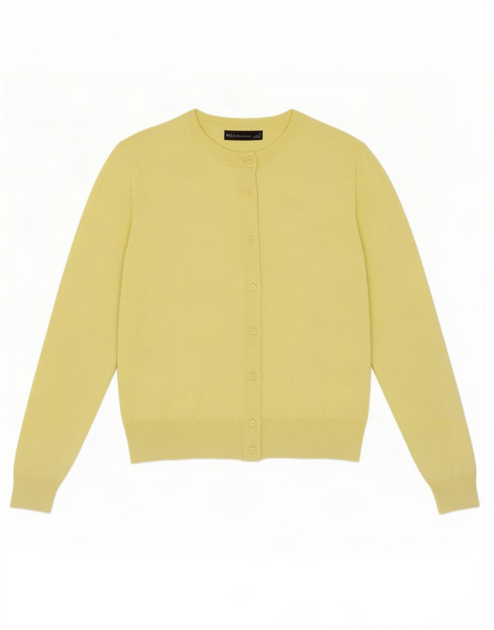 Marks & Spencer Womens Cardigan Sweater UK 14 Medium Yellow Viscose