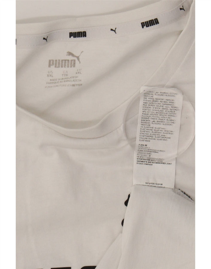 PUMA Mens Graphic T-Shirt Top 2XL White Cotton