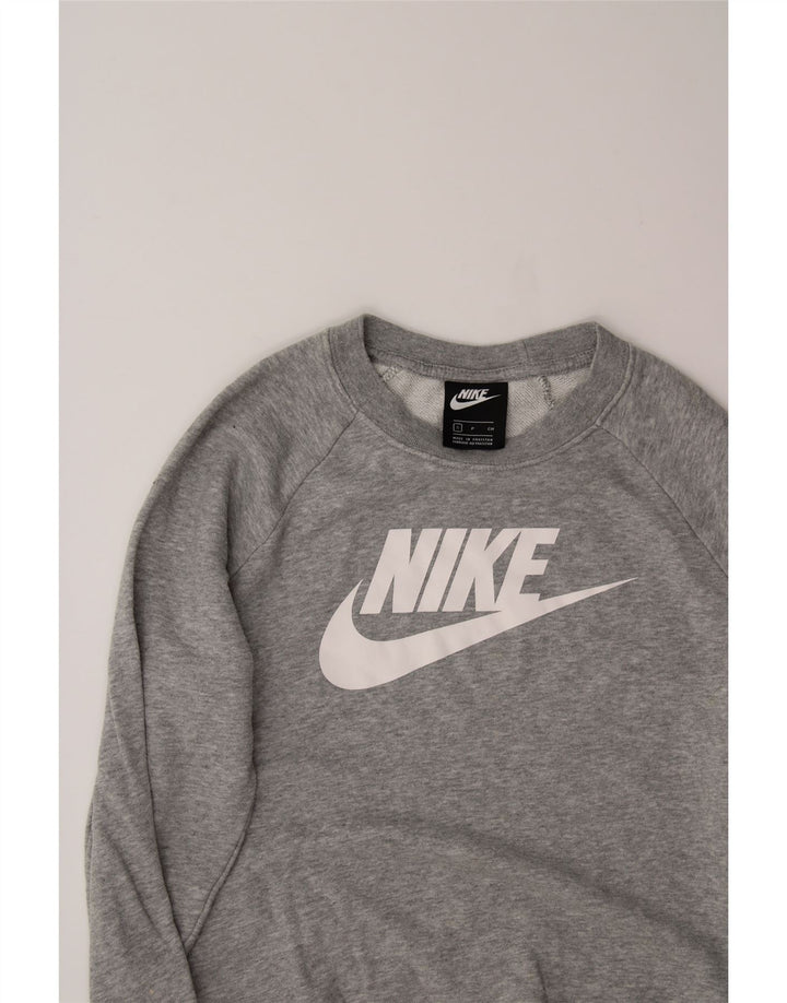 NIKE Womens Oversized Graphic Sweatshirt Jumper UK 10 Small Grey Cotton Vintage Nike and Second-Hand Nike from Messina Hembry 