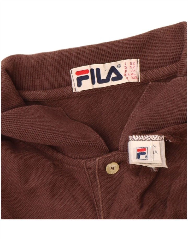 Fila Mens Polo Shirt IT 52 Large Brown Cotton