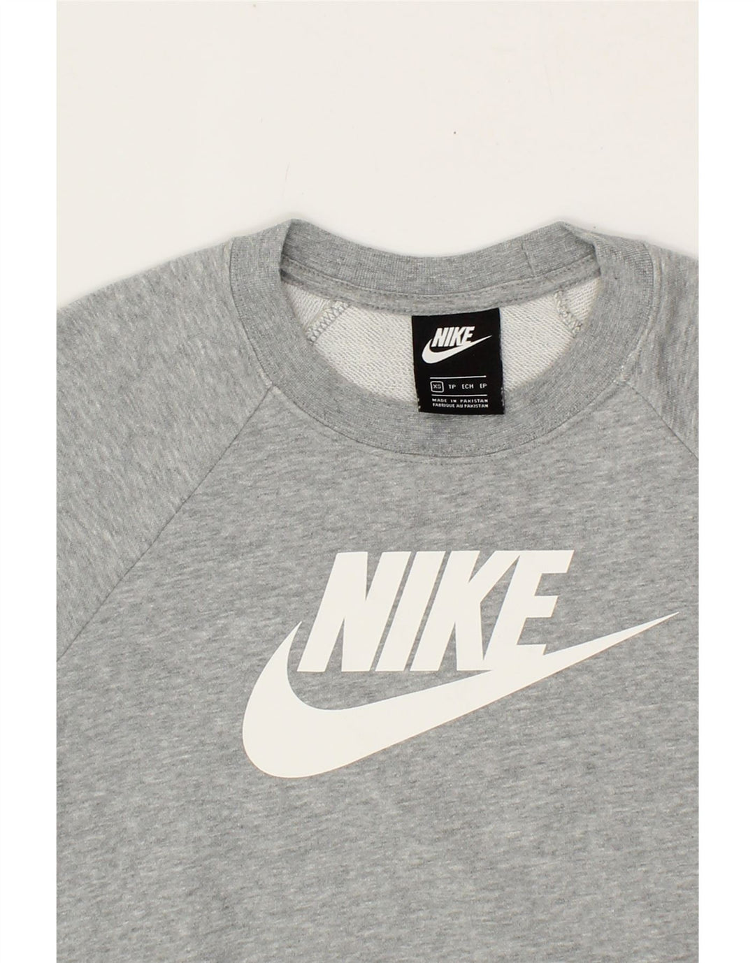 NIKE Womens Oversized Graphic Sweatshirt Jumper UK 6  XS Grey Cotton Vintage Nike and Second-Hand Nike from Messina Hembry 