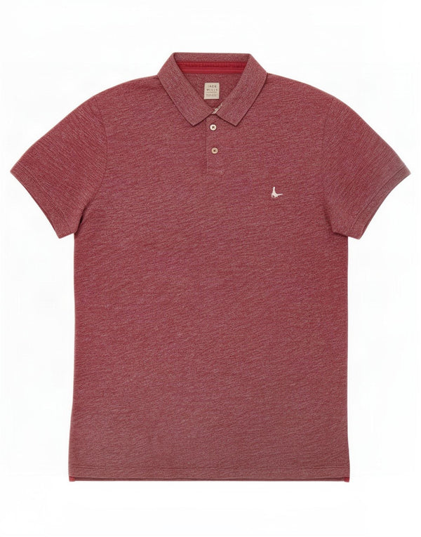 Jack Wills Mens Polo Shirt XL Burgundy Flecked Cotton