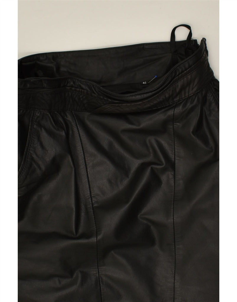 VINTAGE Womens Leather Skirt EU 40 Medium W28 Black Leather | Vintage Vintage | Thrift | Second-Hand Vintage | Used Clothing | Messina Hembry 