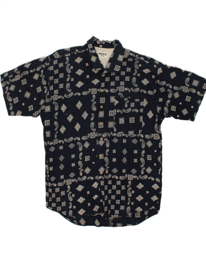 MEXX Mens Abstract Pattern Short Sleeve Shirt Large Navy Blue Vintage Mexx and Second-Hand Mexx from Messina Hembry 