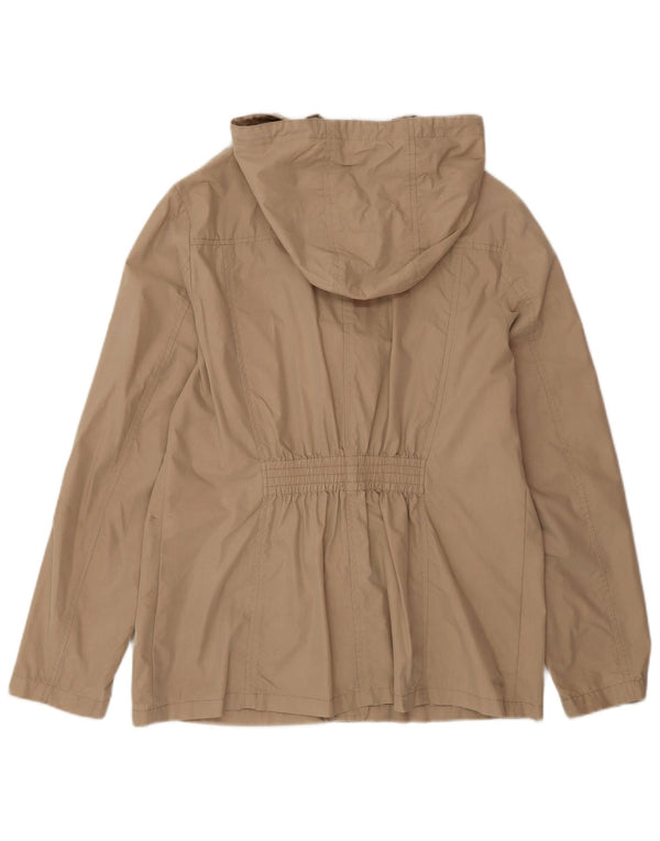 Fat Face Womens Hooded Utility Jacket UK 14 Large Beige Cotton