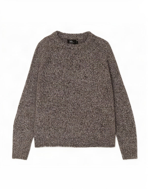 Zara Mens Boat Neck Jumper Sweater Large Grey Flecked