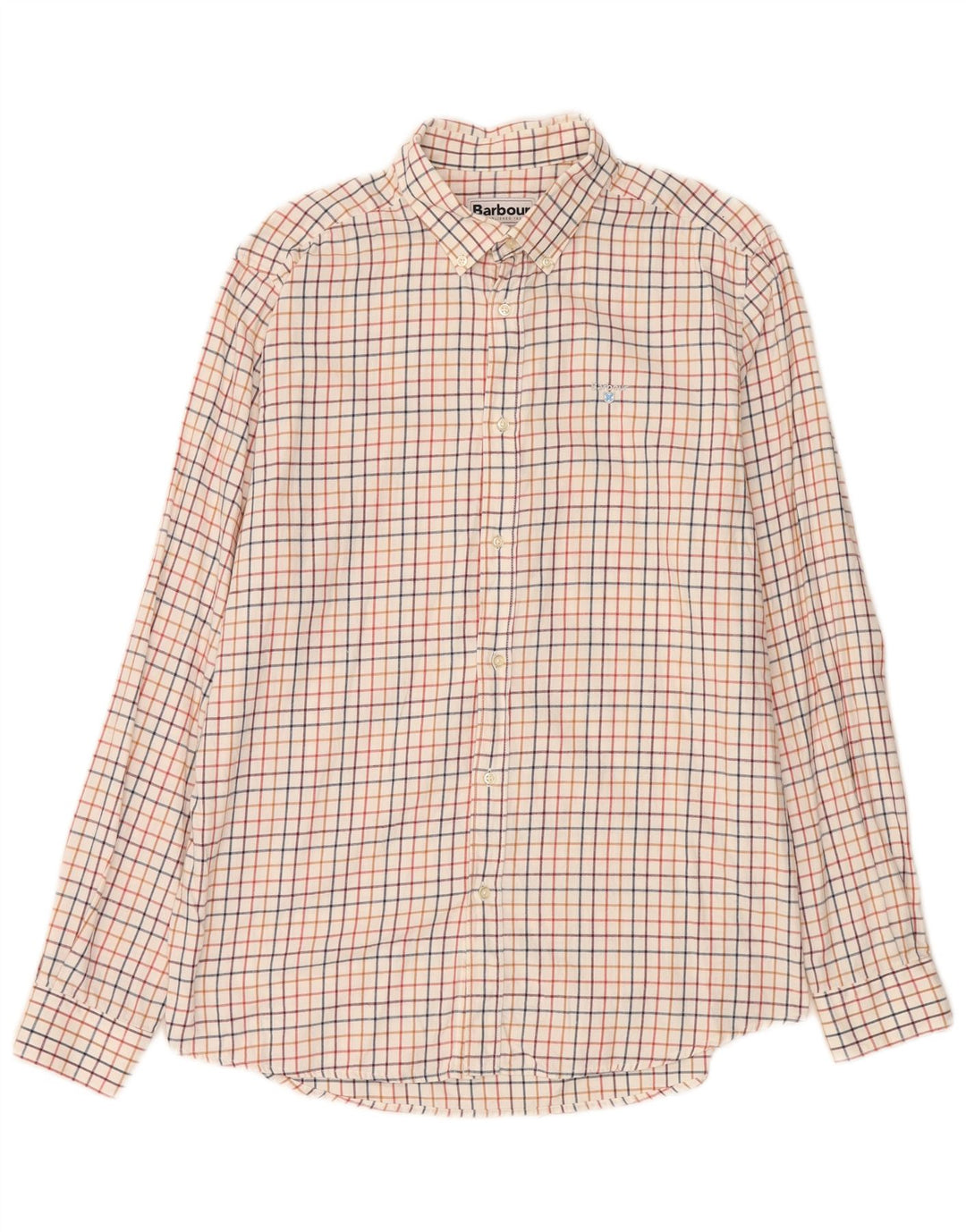 Barbour Mens Tailored Fit Shirt Large White Check Cotton