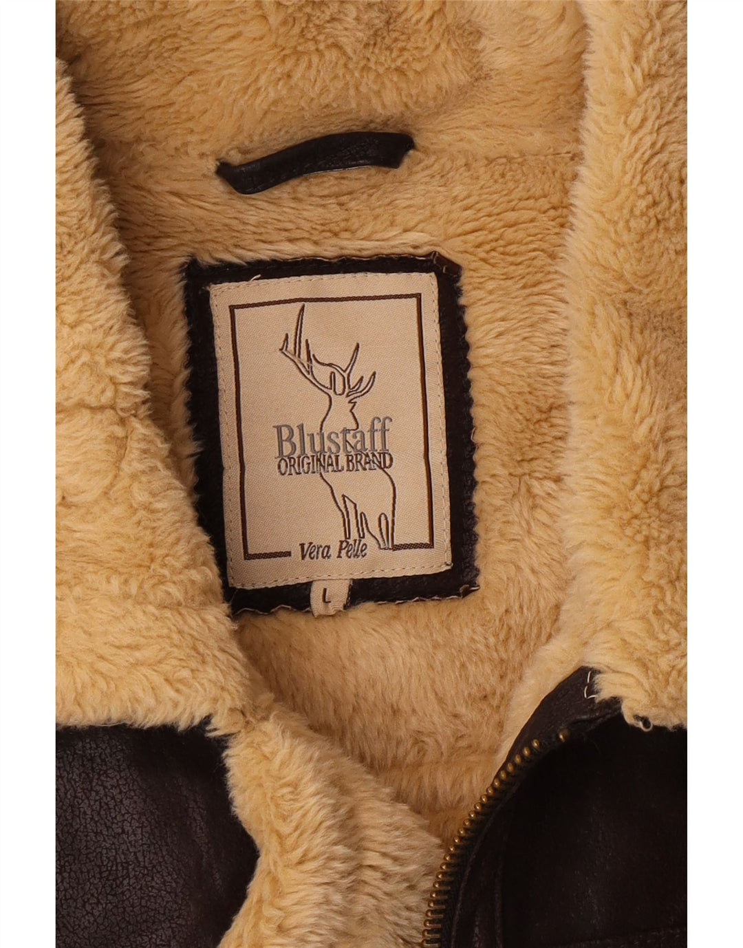 BLUSTAFF Womens Shearling Jacket UK 16 Large Brown Leather