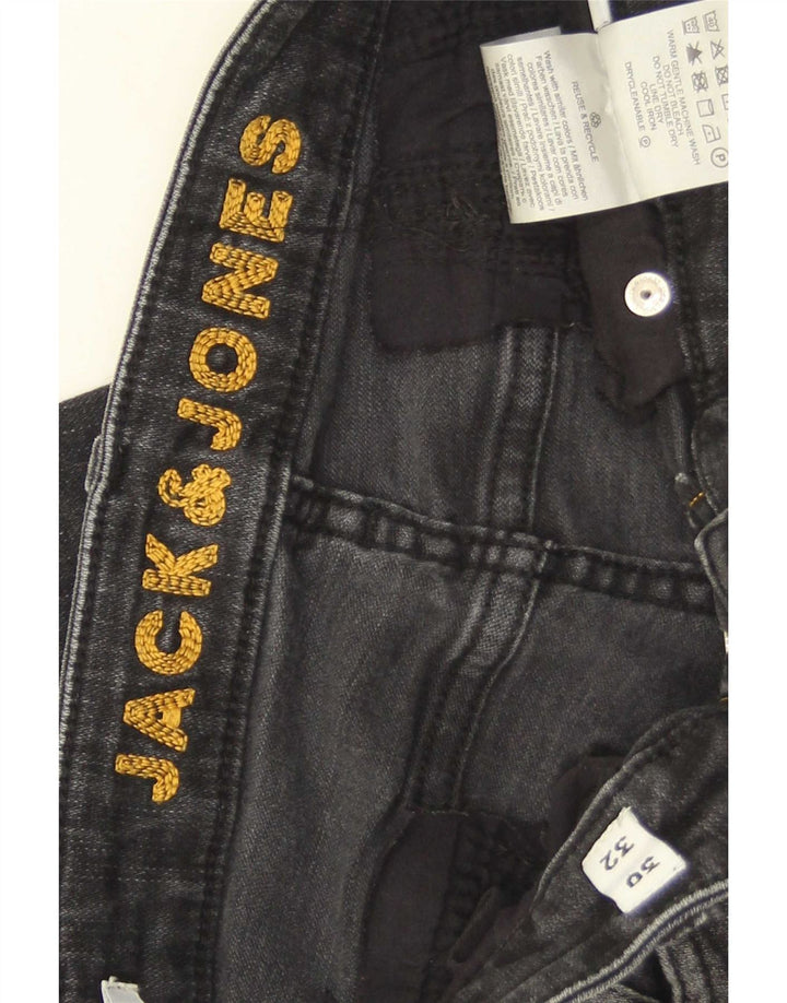 Jack & Jones Mens GLENN Distressed Slim Jeans W30 L32 Grey Cotton