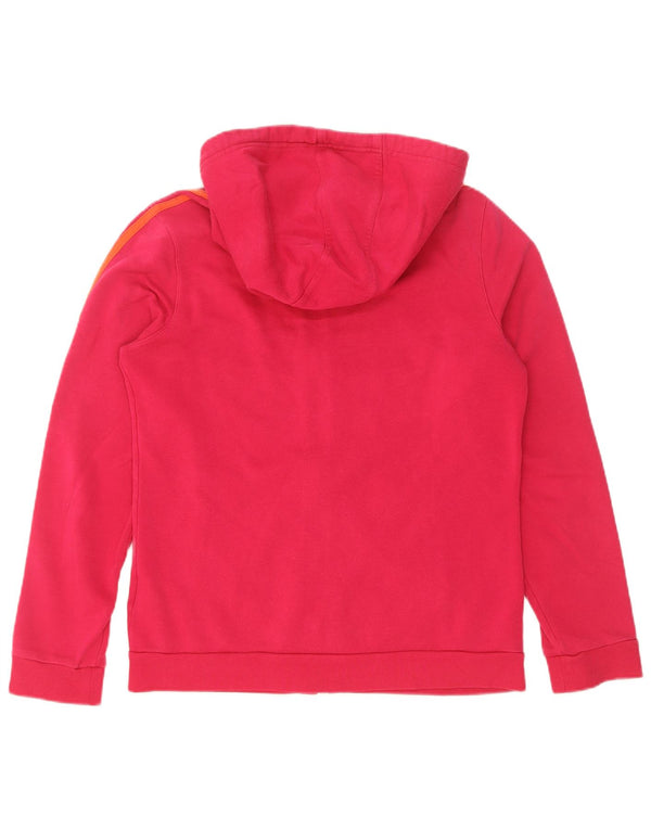 Adidas Womens Zip Hoodie Sweater UK 12/14 Medium Pink Colourblock Cotton