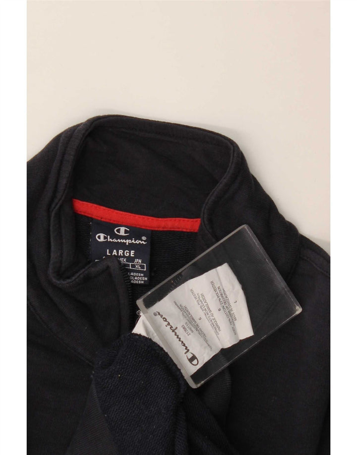 Champion Mens Tracksuit Top Jacket Large Navy Blue Cotton