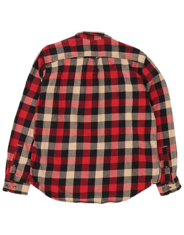 EDDIE BAUER Mens Flannel Shirt Large Red Check Cotton