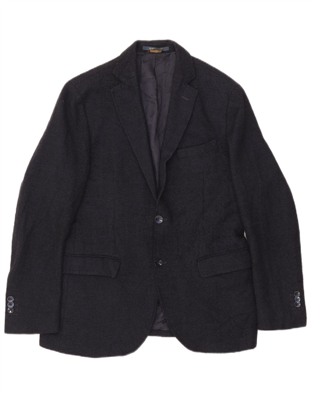 Massimo Dutti Mens 2 Button Blazer Jacket EU 48 Medium Navy Blue Wool