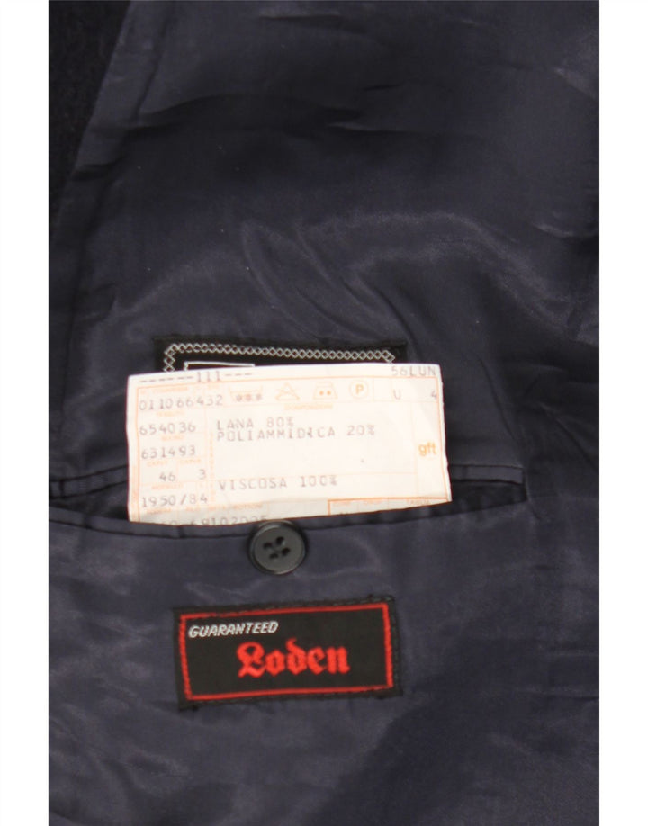 Facis Mens Double Breasted Coat IT 46 Small Navy Blue Wool