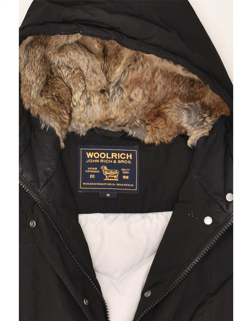 WOOLRICH Womens Hooded Padded Coat UK 14 Medium Black Polyester | Vintage Woolrich | Thrift | Second-Hand Woolrich | Used Clothing | Messina Hembry 