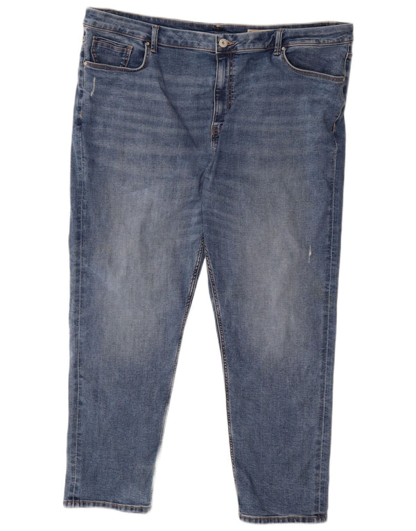 Marks & Spencer Womens Sienna Straight Jeans UK 24 3XL W44 L27 Blue Cotton