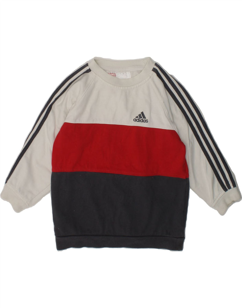 ADIDAS Boys Sweatshirt Jumper 2-3 Years Multicoloured Colourblock Cotton | Vintage Adidas | Thrift | Second-Hand Adidas | Used Clothing | Messina Hembry 