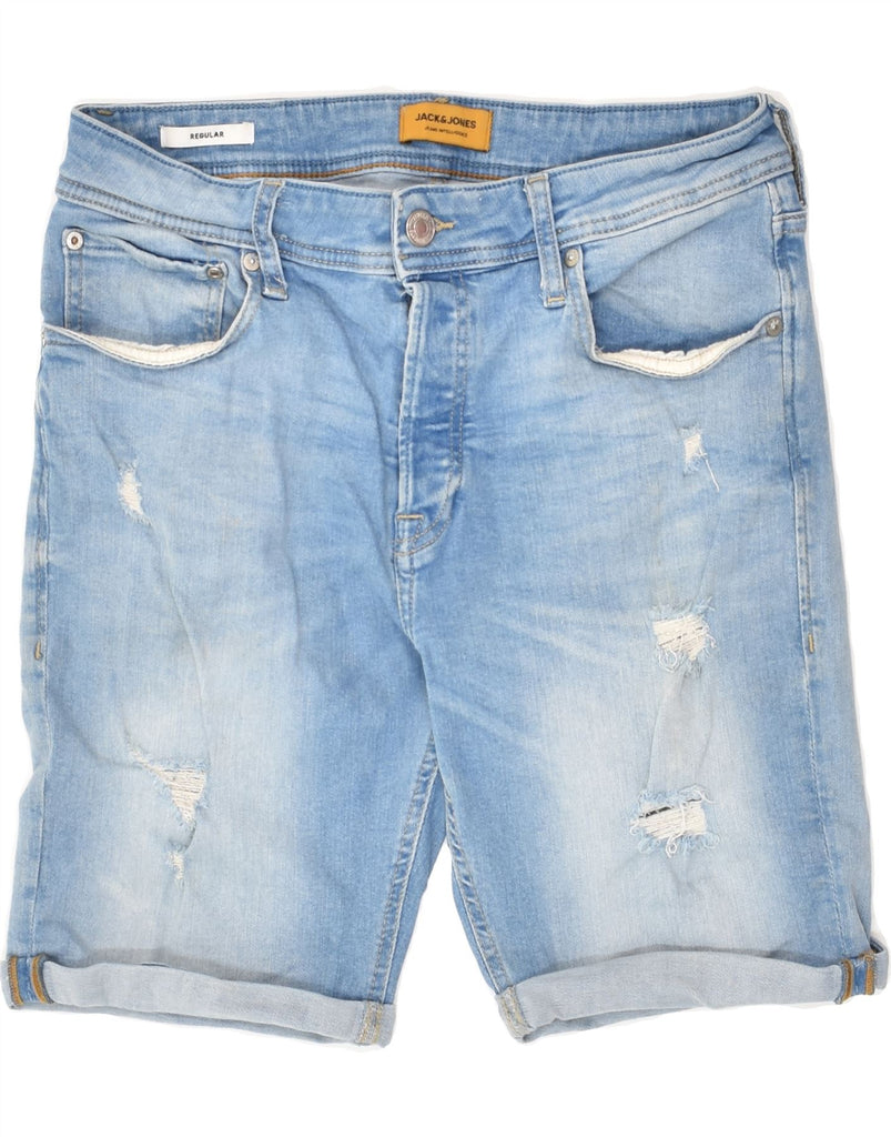 JACK & JONES Mens Distressed Denim Shorts Medium W30 Blue Cotton | Vintage Jack & Jones | Thrift | Second-Hand Jack & Jones | Used Clothing | Messina Hembry 