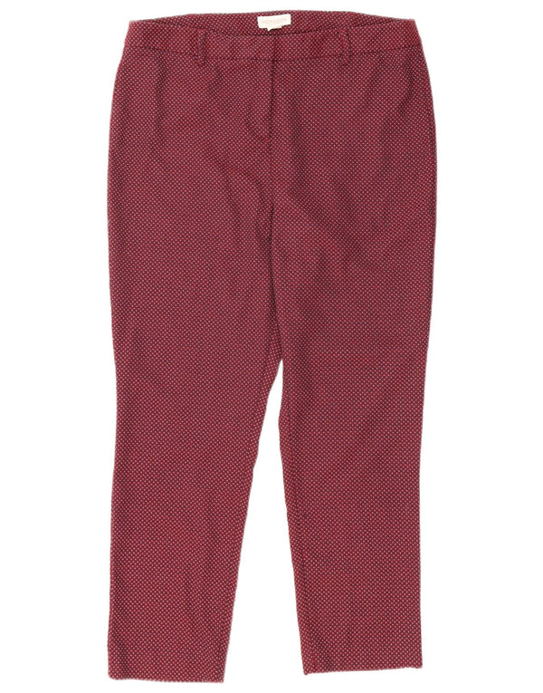 MONSOON Womens Cropped Trousers UK 14 Large W32 L25 Burgundy Spotted