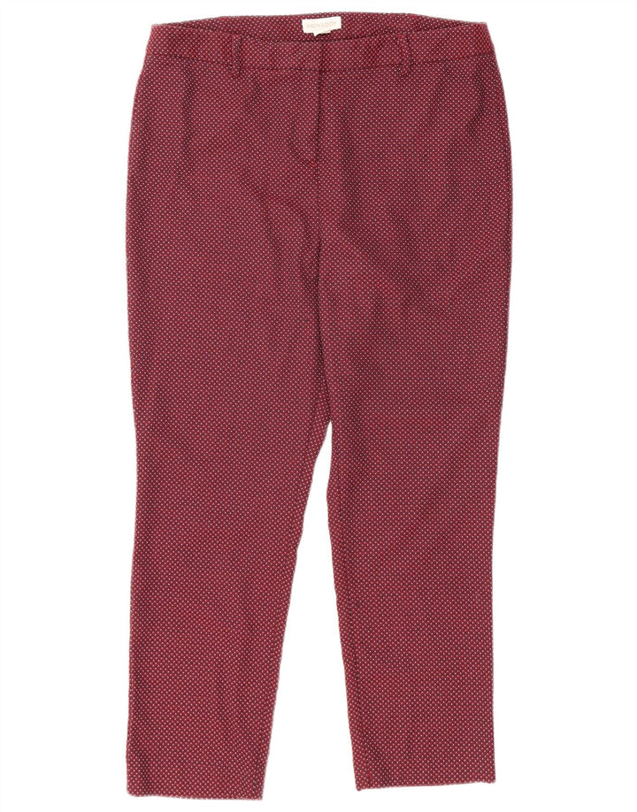 MONSOON Womens Cropped Trousers UK 14 Large W32 L25 Burgundy Spotted
