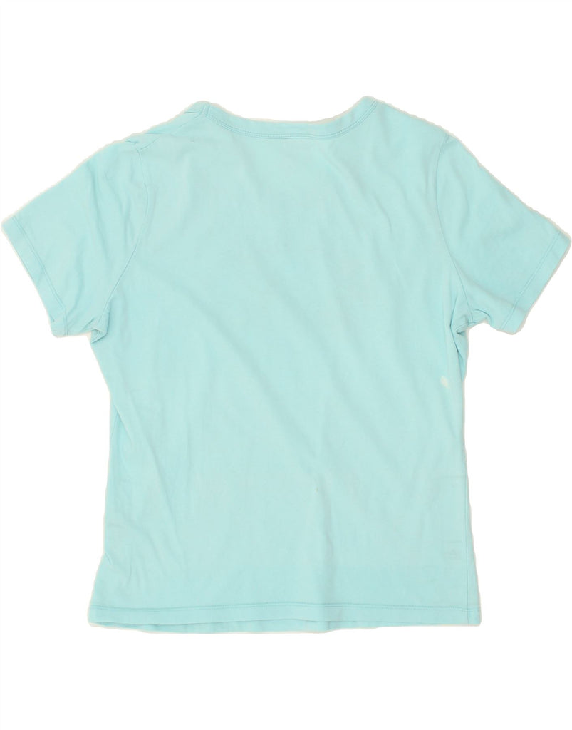 SUNDEK Womens Graphic T-Shirt Top UK 14 Large Turquoise Floral Cotton | Vintage Sundek | Thrift | Second-Hand Sundek | Used Clothing | Messina Hembry 