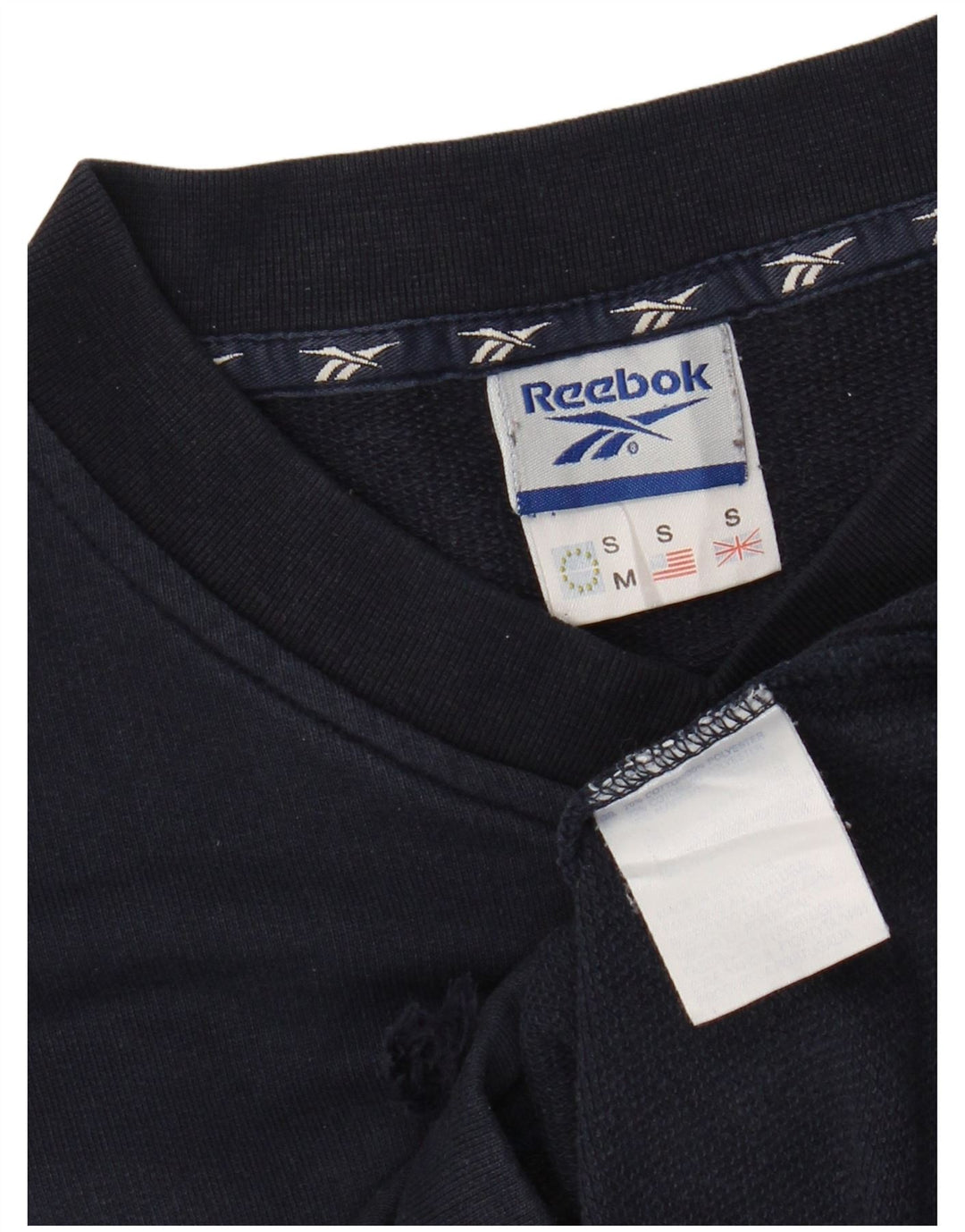 REEBOK Mens Sweatshirt Jumper Small Navy Blue Cotton