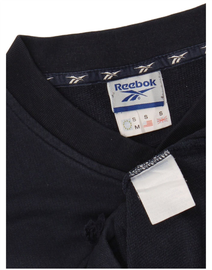REEBOK Mens Sweatshirt Jumper Small Navy Blue Cotton