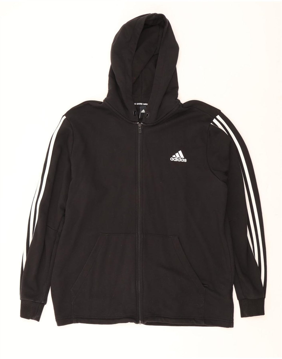 Adidas Mens Zip Hoodie Sweater XL Black Cotton
