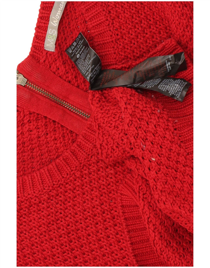 Marks & Spencer Womens Oversized Boat Neck Jumper Sweater UK 10 Small Red