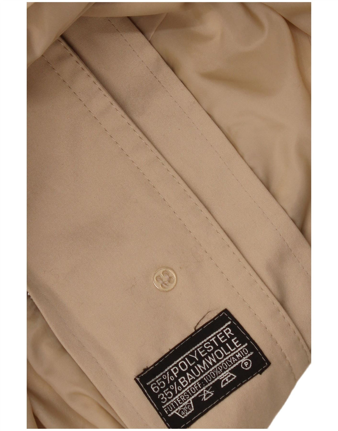 Vintage Womens Hooded Overcoat UK 16 Large Beige Polyester