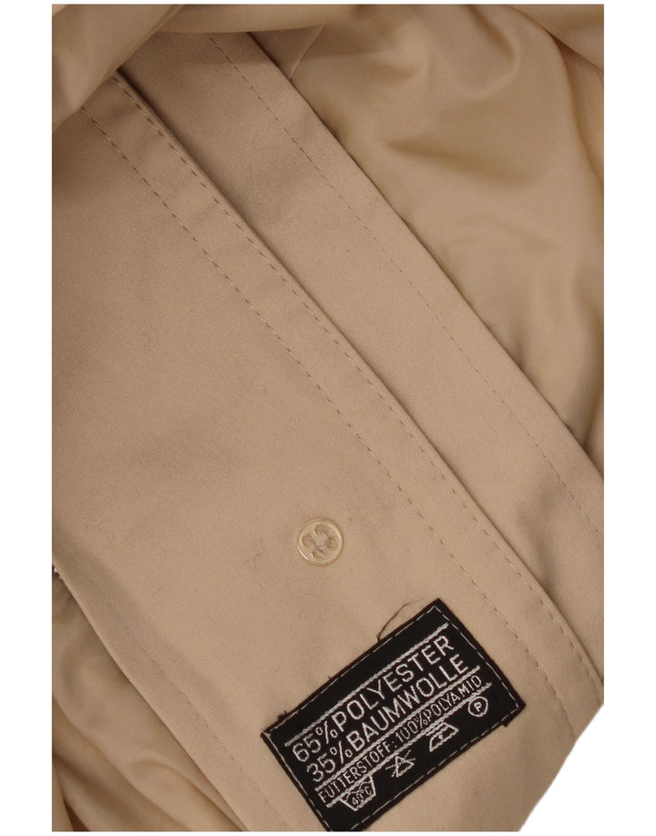 Vintage Womens Hooded Overcoat UK 16 Large Beige Polyester