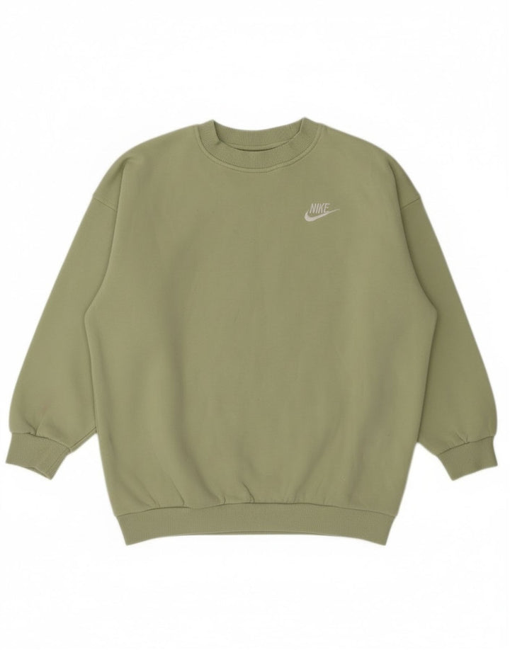 Nike Girls Sweatshirt Jumper 10-11 Years Medium Green Cotton