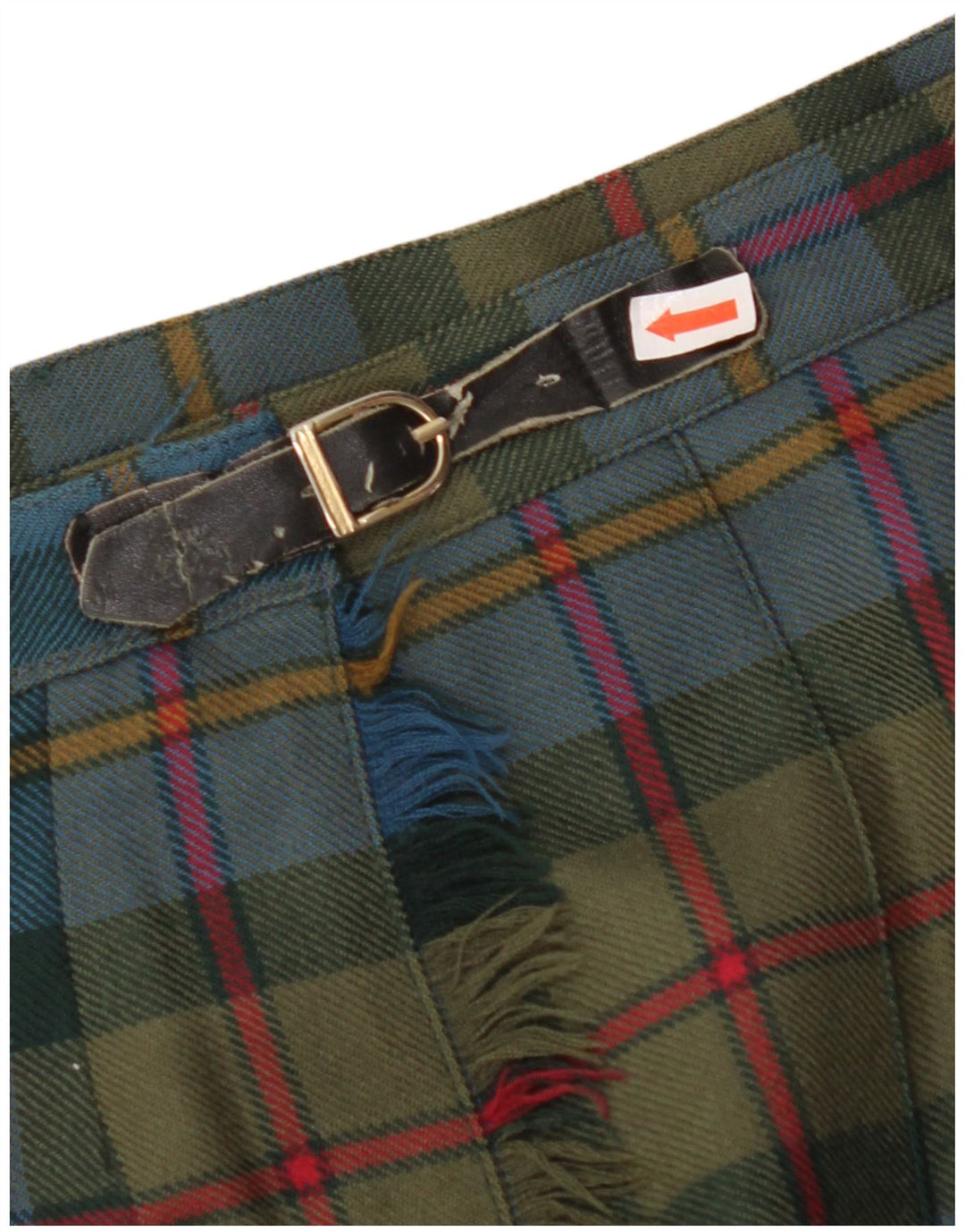 VINTAGE Womens Wrap Skirt IT 44 Medium W32  Green Plaid Virgin Wool