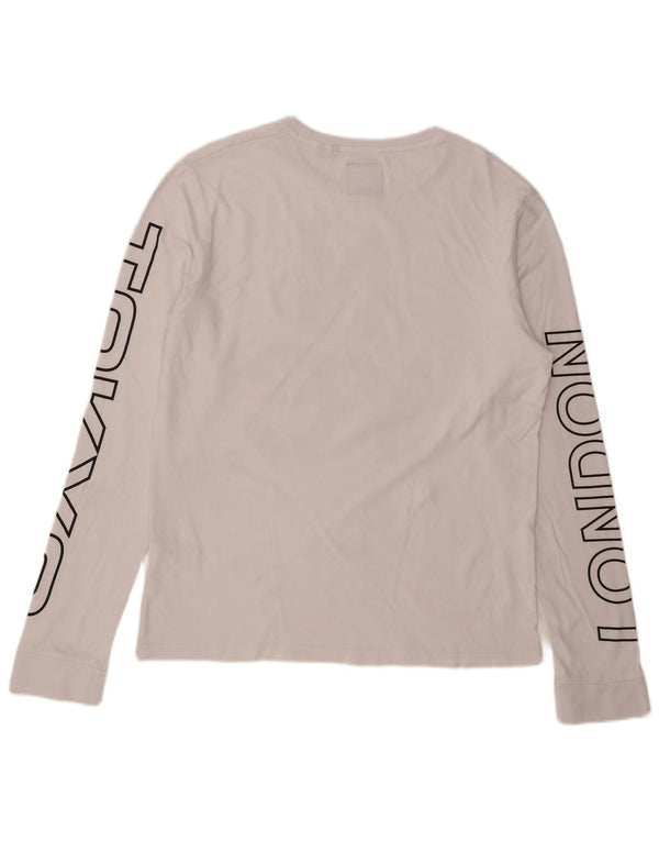 Superdry Mens Graphic Top Long Sleeve 2XL White Cotton