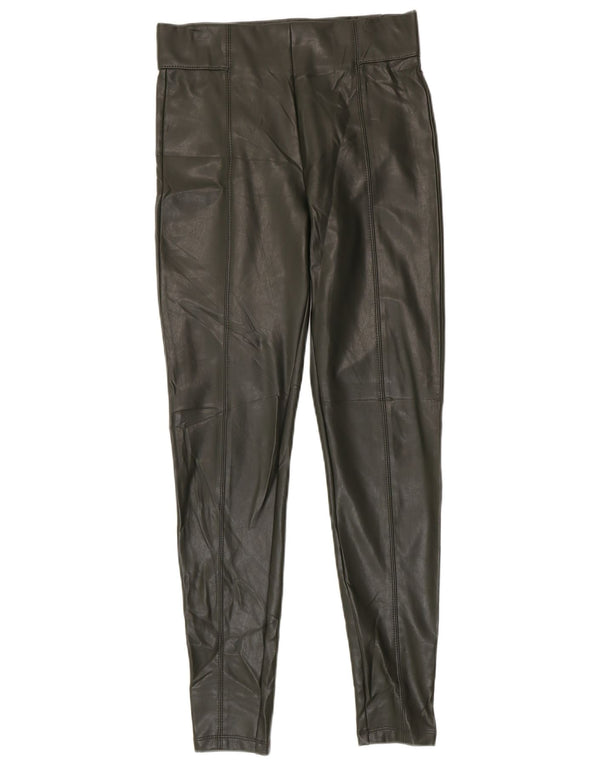 Marks & Spencer Womens High Waist Faux Leather Leggings UK 10 Small Green