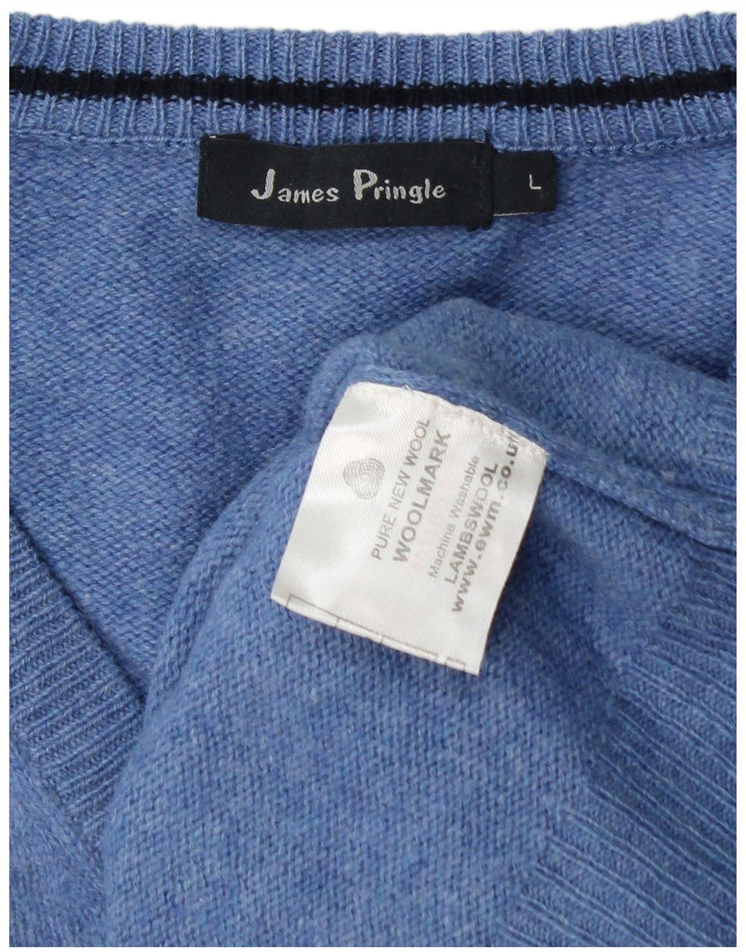 JAMES PRINGLE Mens V-Neck Jumper Sweater Large Blue New Wool