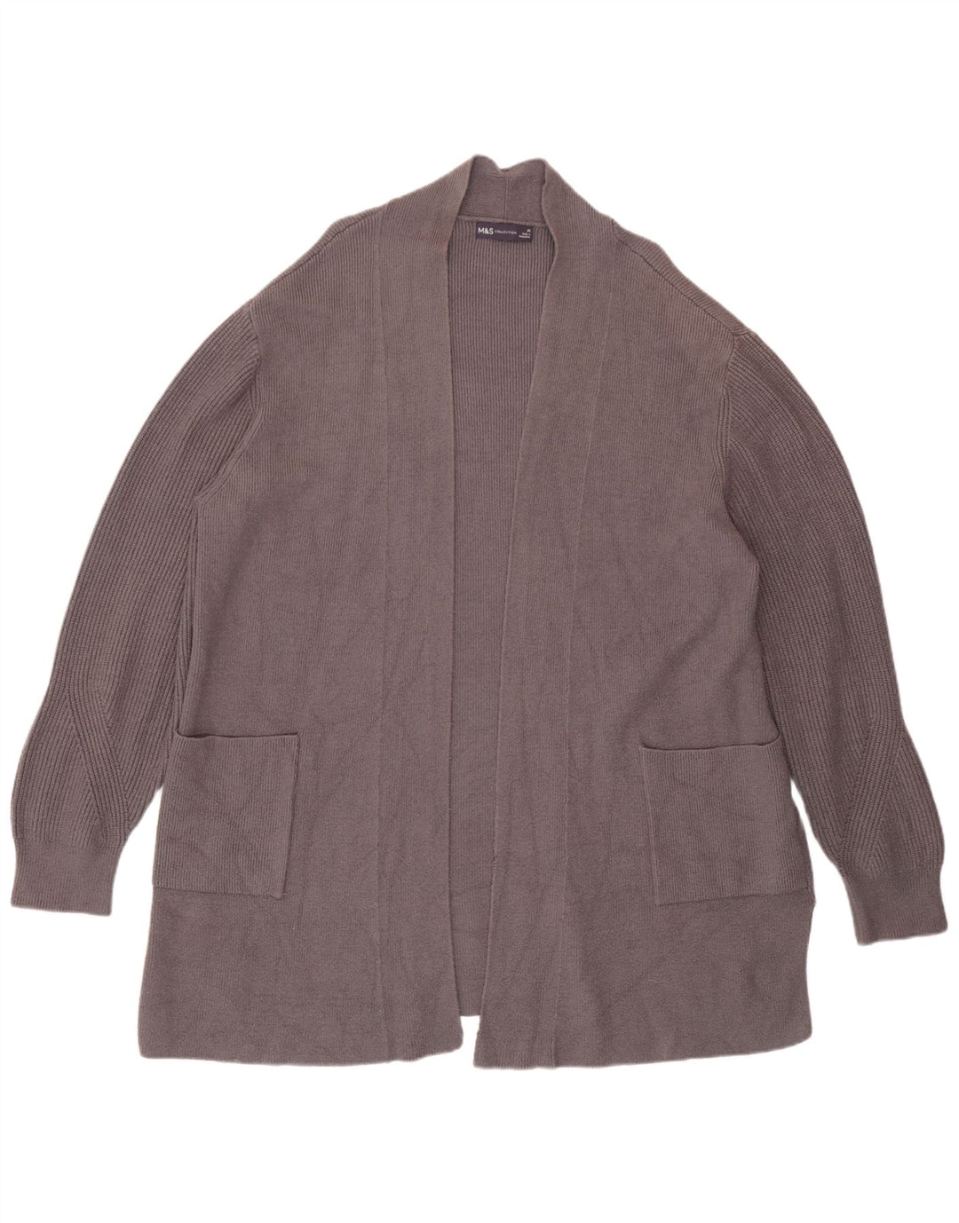 Marks & Spencer Womens Open Cardigan Sweater UK 20 2XL Grey Viscose
