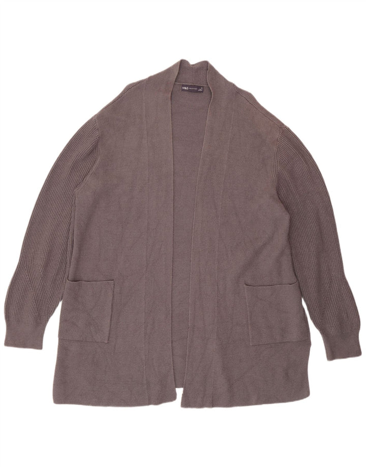 Marks & Spencer Womens Open Cardigan Sweater UK 20 2XL Grey Viscose