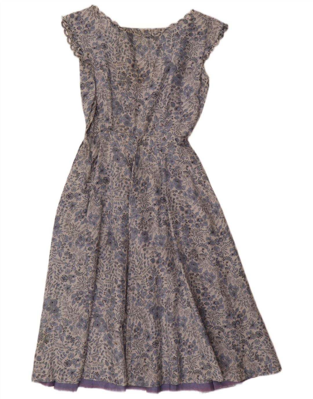 Vintage Womens A-Line Dress UK 12 Medium Blue Floral