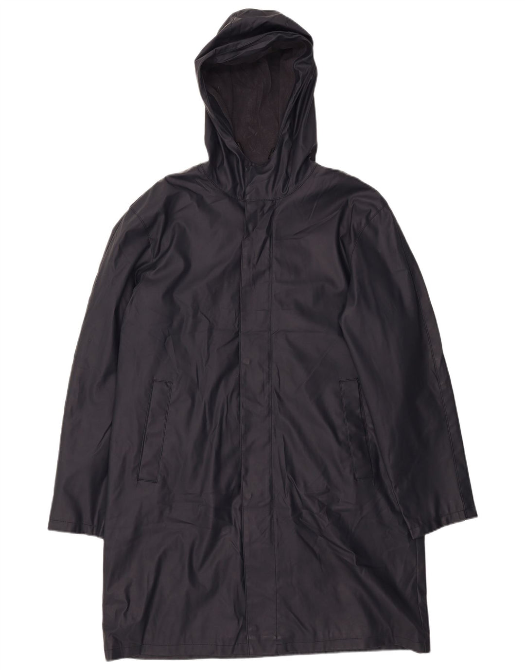 ZARA Mens Hooded Windbreaker Coat UK 40 Large Navy Blue Polyester