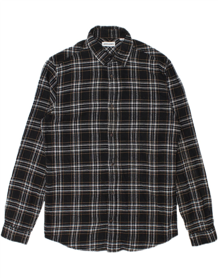 Jack & Jones Mens Flannel Shirt Medium Black Check Cotton
